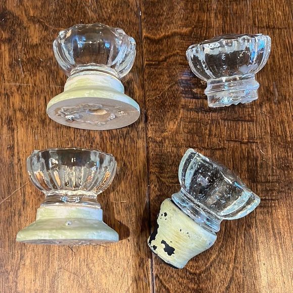 Vintage Glass Door Knobs with Brass Accents - Picture 2 of 3